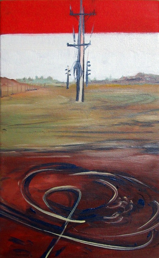 Painting #32 - Power Poles and Wheelie Marks | 100 Years, 100 Paintings by Robert Habel