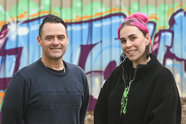 UnitingSA Western Adelaide Homelessness Services 24-Hour House Coordinator Nathan and Senior Youth Worker Abbie