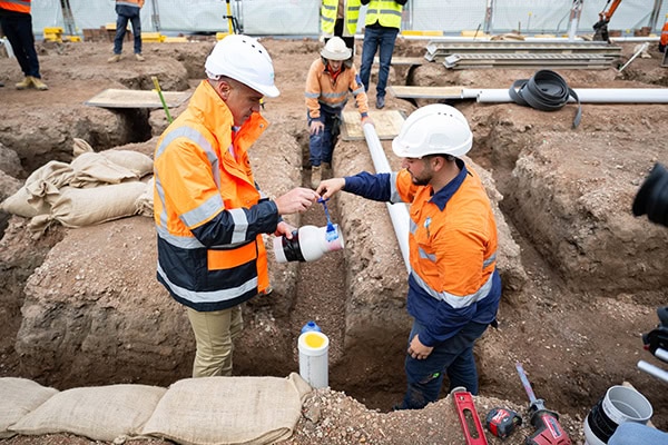 Premier Peter Malinauskas on site at Uniting on Hawker